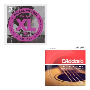 Kit Cordas D'Addarío Guitarra Exl120 3 Und   Violão Ej17 013