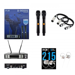 Kit Microfone Dylan D-9000S + Fone D-215 + 2 Cabos Xlr/Xlr 1M