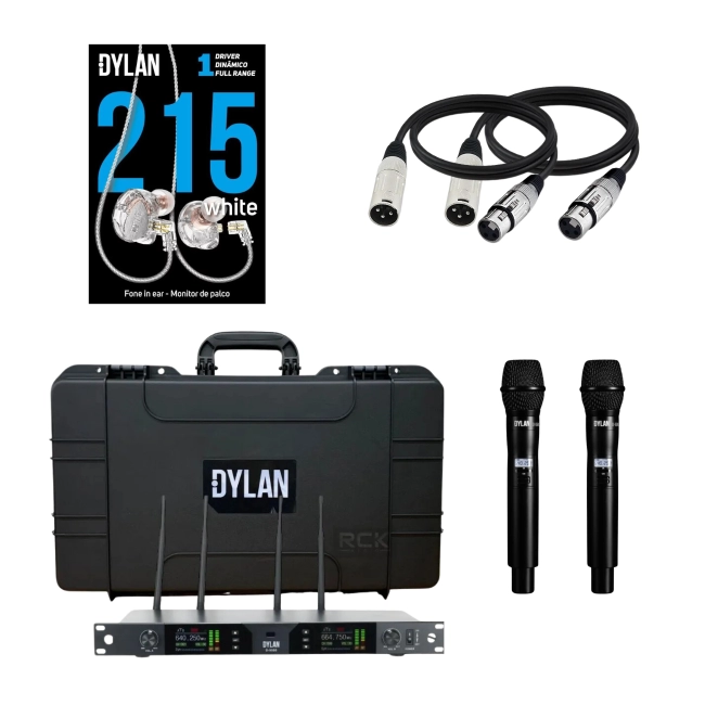 Kit Microfone Dylan D-9500S + Fone D-215 + 2 Cabos Xlr/Xlr 1M