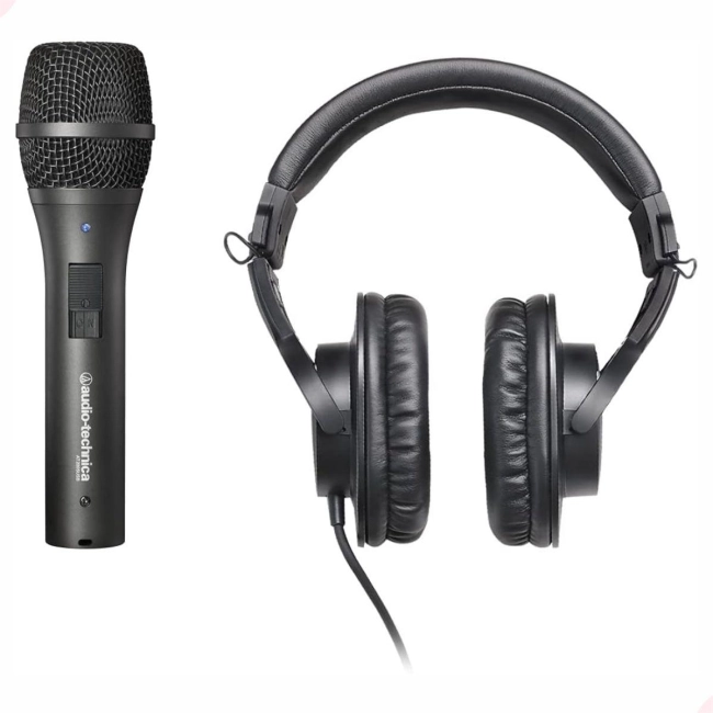 KIT PODCAST MIC+FONE AT-EDU25 AT2005USB + ATH-M20X Audio-Technica