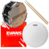 Kit Snare Pele Caixa 14/Res 14 E Baqueta Evans 