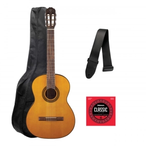 Kit Violão Acústico Nylon Takamine GC1 + Corda D'Addarío + Correia + Capa 