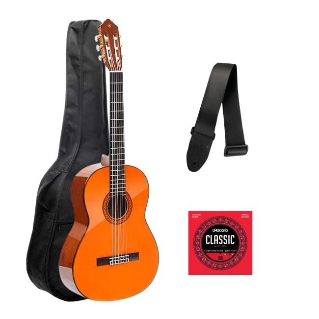 Kit Violão Acústico Yamaha C80II Clássico Nylon Natural + Corda D'Addarío + Correia + Capa