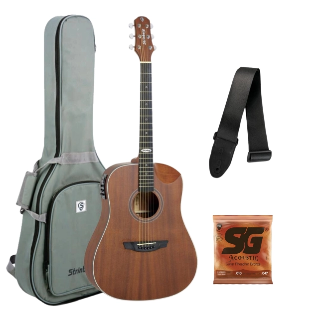 Kit Violão Strinberg Sd201hc MGS Folk Half Cutaway + Corda SG + Correia + Capa 