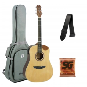 Kit Violão Strinberg Sd201hc NS Folk Half Cutaway + Corda SG + Correia + Capa