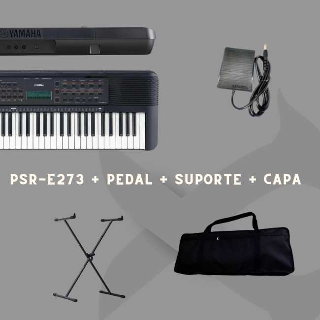 Kit Teclado 273 + Suporte + Pedal + Capa