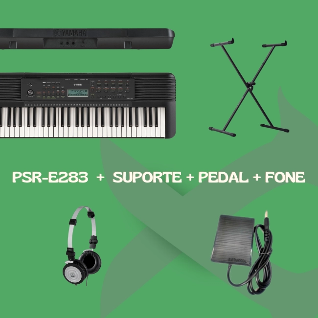 Teclado Psr-e283   Suporte   Fone   Pedal