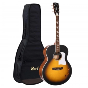 Violão Elétrico Jumbo Cort CJ RETRO VSM Sunburst Bag Pré Fishman