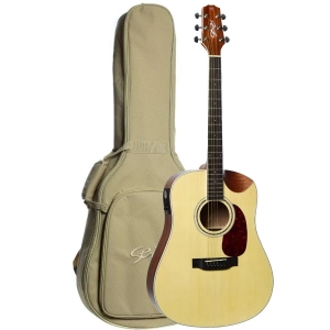 Violão Elétrico Seizi Akira Half Cutaway Satin Natural c/ Bag